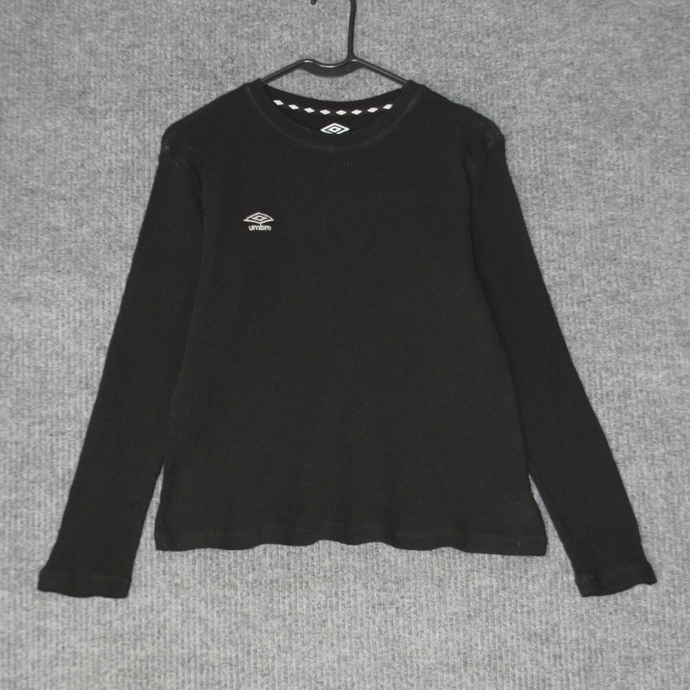 Umbro Long Sleeve Thermal Shirt Kids M‎ Black Waffle Knit Sportswear